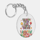 教室バレンタインデーBohoドーナツと花 キーホルダー (正面左)