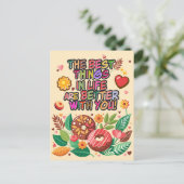 教室バレンタインデーBohoドーナツと花 シーズンポストカード (スタンド正面)