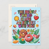 教室バレンタインデーBohoドーナツと花 シーズンポストカード (正面/裏面)