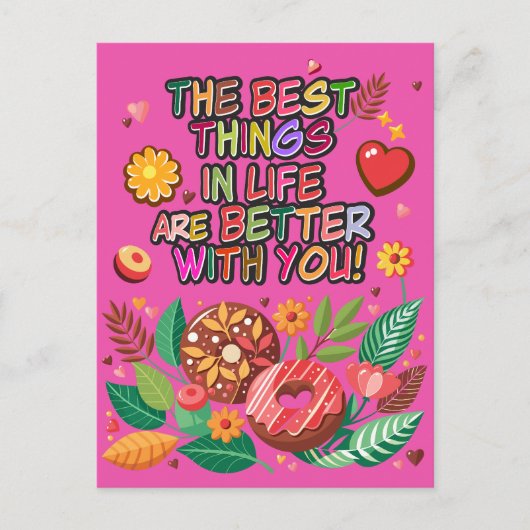 教室バレンタインデーBohoドーナツと花 シーズンポストカード (正面)