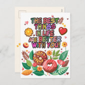 教室バレンタインデーBohoドーナツと花 シーズンポストカード (正面/裏面)