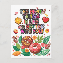 教室バレンタインデーBohoドーナツと花 シーズンポストカード