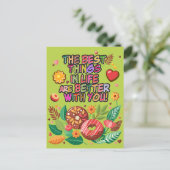 教室バレンタインデーBohoドーナツと花 シーズンポストカード (スタンド正面)