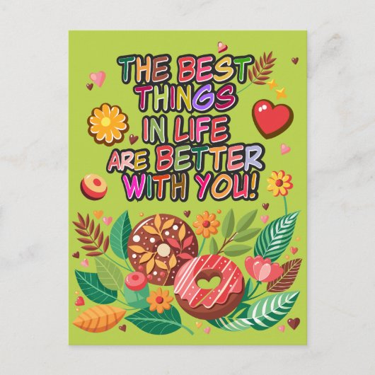 教室バレンタインデーBohoドーナツと花 シーズンポストカード (正面)