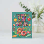 教室バレンタインデーBohoドーナツと花 シーズンポストカード (スタンド正面)