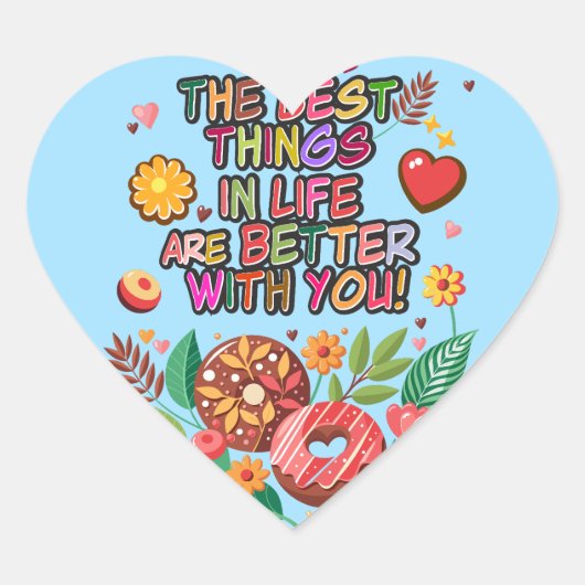 教室バレンタインデーBohoドーナツと花 ハートシール (正面)