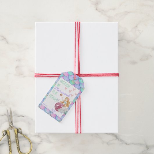 教室バレンタインパーソナライズされたの人魚 ギフトタグ (より糸付き)