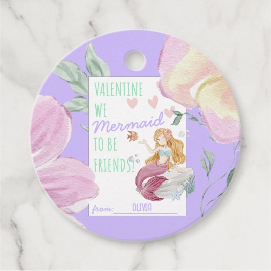 教室バレンタインパーソナライズされたの人魚 フェイバータグ (正面)
