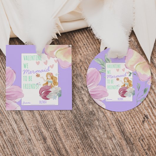 教室バレンタインパーソナライズされたの人魚 フェイバータグ