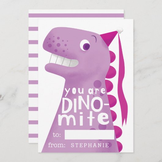 教室バレンタインピンク恐竜 シーズンカード (正面/裏面)