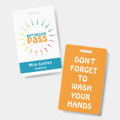 教室パーソナライズされたバスルームのパス先生カード バッジ (表裏)