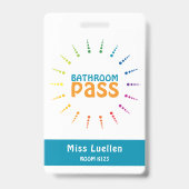 教室パーソナライズされたバスルームのパス先生カード バッジ (表面)