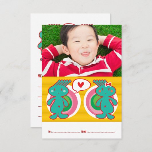 教室ファンキーのキッズバレンタインデー 招待状 (正面/裏面)