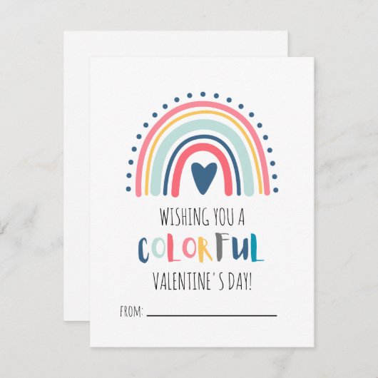 教室レインボーバレンタインデー子供へカード シーズンカード (正面/裏面)