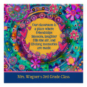 教室感動的引用文パーソナライズされたフローラ ポスター (正面)