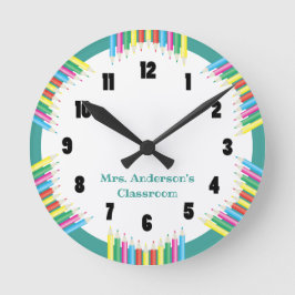 教室時計色鉛筆 ラウンド壁時計