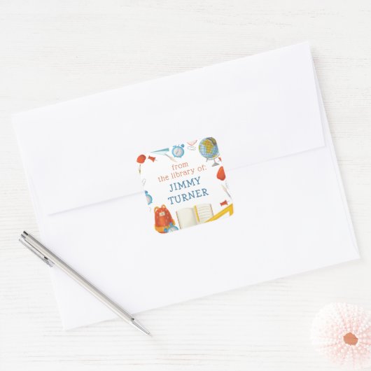 教室蔵書票 スクエアシール (封筒)