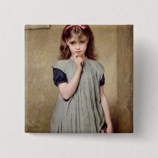 教室1876年の若い女の子(キャンバスの油 缶バッジ (正面)