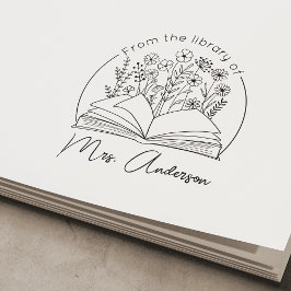 教室「ライブラリから」フローラ蔵書票 セルフインキングスタンプ