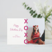 教室ValentinesホットピンクXOXOフォトカード サンキューカード (スタンド正面)