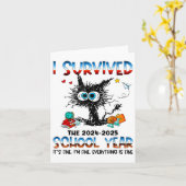 教師あるある　学校最後の日も無事生き残った！ カード (黄色い花)