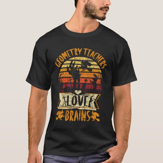 教師おもしろいシャツ幾何学先生Love Brains Tシャツ (正面)