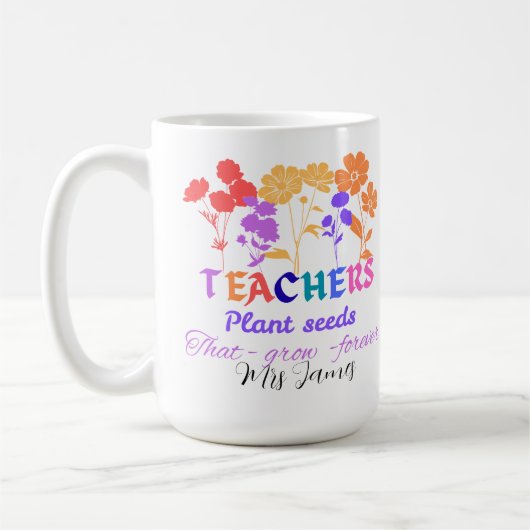 教師という命が育む種を植える コーヒーマグカップ (左)