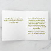 教師のためのピンクの花のハッピーリタイアメントカード カード (内部)