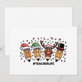 教師のクリスマス鉛筆 教師生活 メリークリスマス シーズンカード (正面/裏面)