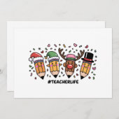 教師のクリスマス鉛筆 教師生活 メリーX'mas シーズンカード (正面/裏面)