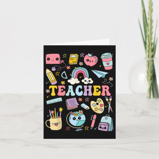教師のシャツ グルーヴィー 教師のためのスクールバック 私のために カード (正面)