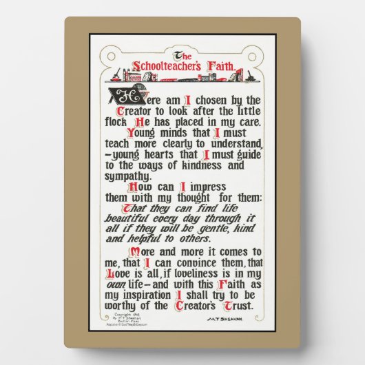 教師の信仰 フォトプラーク (正面)