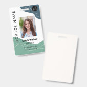 教師の写真付きIDカード（職員・学生・青緑色） バッジ (正面＆裏面)