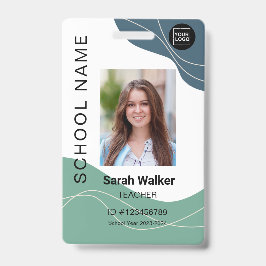 教師の写真付きIDカード(職員・学生・青緑色) バッジ