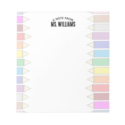 教師の教室 鉛筆 カスタム 名前 ノートパッド (正面)