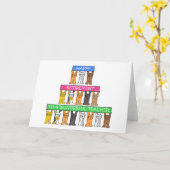 教師の退職おめでとう カートゥーン 猫 カード (黄色い花)