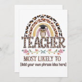 🎓 教師へのギフトアイデア：最も可能性が高い カスタムテキスト 招待状 (正面/裏面)