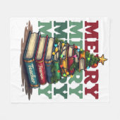 教師へのギフト | メリークリスマス 教師 書籍 フリースブランケット (正面(横))