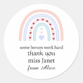 教師へのクリスマス感謝ギフト レインボー ラウンドシール (正面)