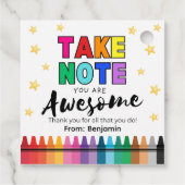 教師への感謝のギフトタグ "Take Note" フェイバータグ (裏面)