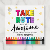 教師への感謝のギフトタグ "Take Note" フェイバータグ (正面)