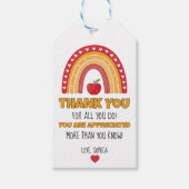 教師への感謝のタグ – 虹のデザインありがとう ギフトタグ (正面)