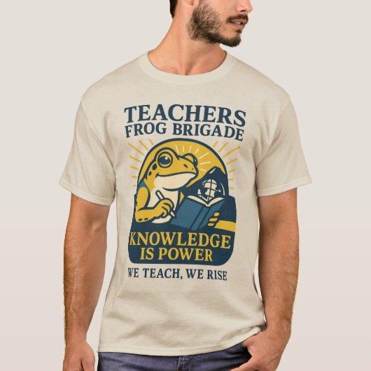 教師カエル旅団 - 知識は力なり Tシャツ (正面)