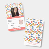 教師ホームスクーリング学校ママID植物 バッジ (表裏)