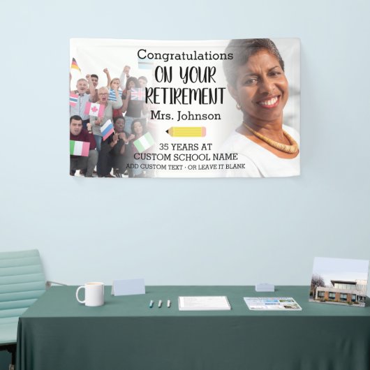 教師引退カスタム2写真バナー 横断幕 (トレードショー)