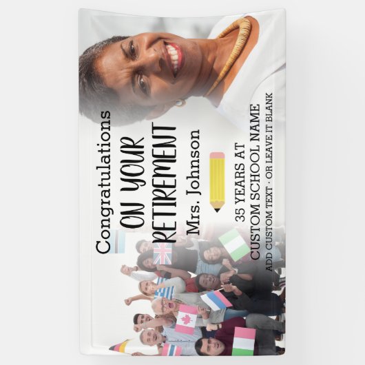 教師引退カスタム2写真バナー 横断幕 (縦)