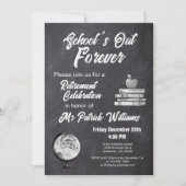 教師引退チョーク黒板ノスタルジック 招待状 (正面)