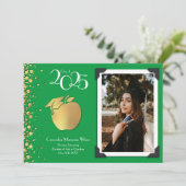 教師教育 ゴールド 卒業 緑 招待状 (スタンド正面)