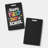 教師生活 ギフト ハッピー ファースト デー オブ スクール バッジ (Front & Back)