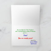 教師認定証（お名前入り） シーズンカード (内部)